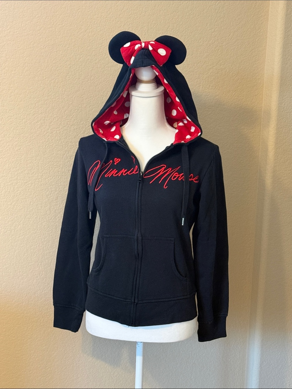 Disney Parks Authentic Original Minnie Zip Hoodie with Minnie Ears